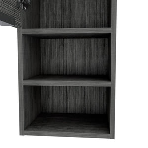 English Elm Medicine Cabinet With Smokey Oak Finish - Stylish 32" Wall-Mount Storage For Toiletries & Essentials B097133164