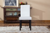 Set of 2 Urban Style White Parson Chairs - Solid Wood & Leatherette Padded