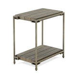 Corbeta Metal Frame Wood Chairside Table - Aged Graphite, Durable & Elegant with Storage Shelf