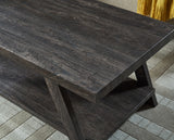 English Elm Athens Contemporary Replicated Wood Shelf Coffee Table In Charcoal Finish