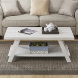 Athens Wood Coffee Table, White Finish, 48