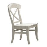 English Elm Harola Cross-Back Dining Side Chairs In Set Of 2, Smoky White Finish