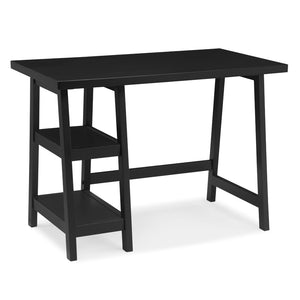 English Elm Redina Contemporary Wood Writing Desk With Storage, Black