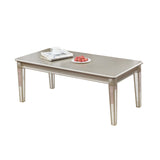 Champagne Wood Coffee Table, Mirrored Legs, Contemporary Style - 48x24x18.75