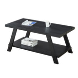 English Elm Athens Contemporary Replicated Wood Shelf Coffee Table In Black Finish