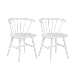 English Elm Alwynn Contemporary Wooden Spindle Back Dining Chairs, Windsor Chairs, Set Of 2, White