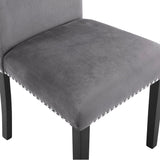 English Elm Cobre Contemporary Velvet Dining Chair With Nailhead Trim, Set Of 2, Gray