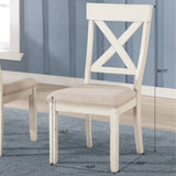 English Elm Prato Wood Cross Back Upholstered Dining Chairs, Set Of 2, Antique White