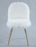 English Elm Ravni Faux Fur Accent Chair With Gold Legs