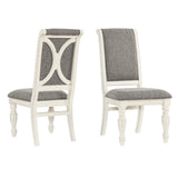 Set of 2 Belleza Antique White Dining Chairs: Elegant Upholstered Seats