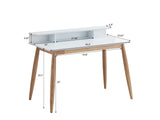 English Elm Roskilde Mid-Century Modern Wood Writing Desk With Hutch, Grey