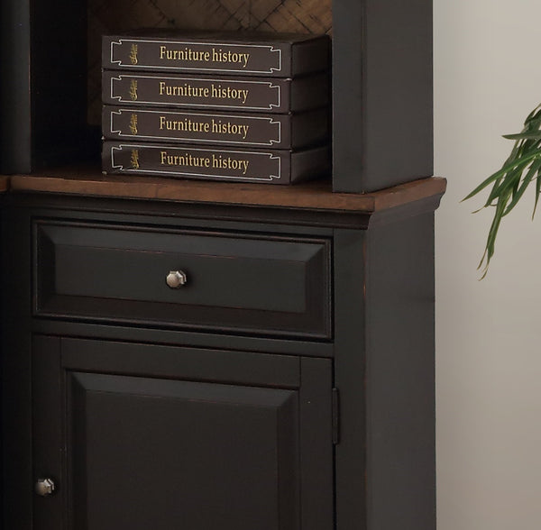 English Elm Right Right Pier Cabinet Heirloom Black, Fully Assembled Bookshelf Pier with Drawer, Door, Shelf B108P163861
