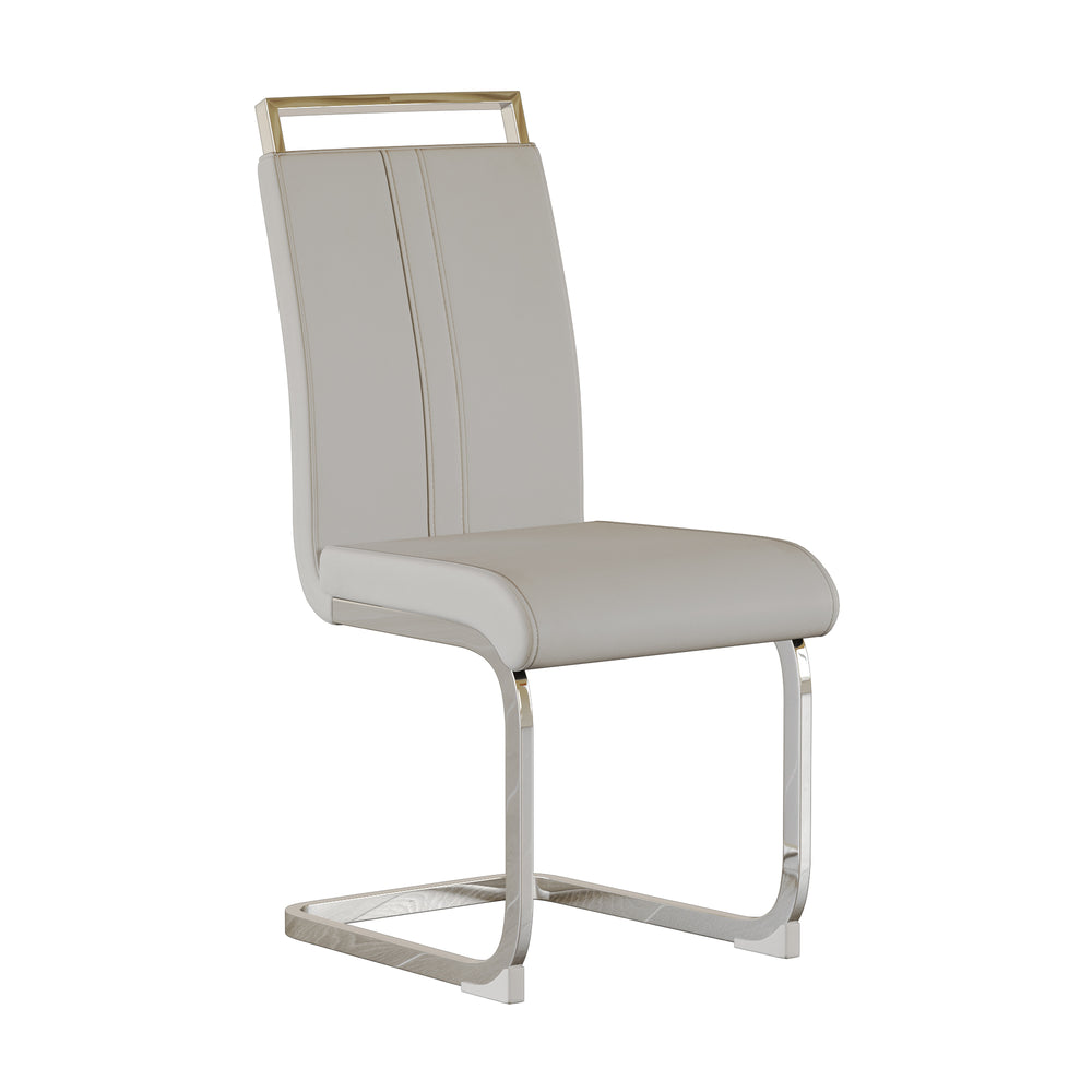 English Elm 63 Modern Cream Mdf Dining Table Set With 6 Armless Pu Chairs, Stylish & Durable For Any Space W2189S00432