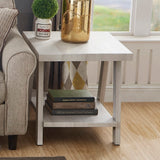 English Elm Athens Contemporary Wood Shelf End Table In White Finish