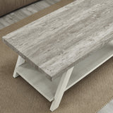 English Elm Athens Contemporary Two-Tone Wood Shelf Coffee Table In Weathered Gray and Beige