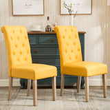 English Elm Habit Solid Wood Tufted Parsons Dining Chair, Set Of 2, Yellow