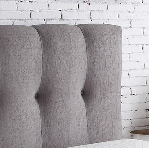 English Elm Bridgevine Tufted Upholstered Headboard Queen Grey with Nailhead Trim, Easy-Clean Polyester, Chic Finish B108P163874