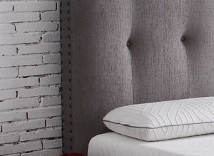 English Elm Bridgevine Tufted Upholstered Headboard Queen Grey with Nailhead Trim, Easy-Clean Polyester, Chic Finish B108P163874