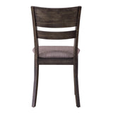 English Elm Almeta Solid Wood Slat Back Upholstered Dining Chairs, Set Of 2 -Dark Umber Brown Finish