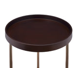 English Elm Genoa Round Tray Table With Metal Frame, Espresso