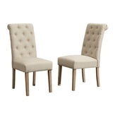 English Elm Habit Solid Wood Tufted Parsons Dining Chair, Set Of 2, Tan