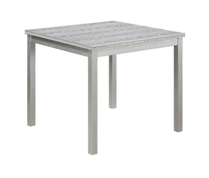 English Elm 5 Piece Wooden Dining Table Set - Elegant Square Table & 4 Upholstered Chairs In Silver Grey Finish W1998S00042