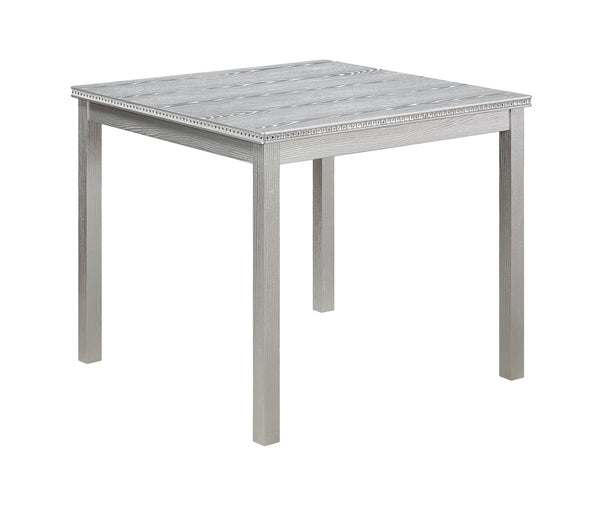 English Elm 5 Piece Wooden Dining Table Set - Elegant Square Table & 4 Upholstered Chairs In Silver Grey Finish W1998S00042