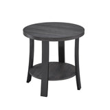 English Elm Anze Contemporary Round Wood Shelf End Table In Charcoal Finish