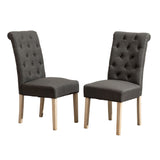 English Elm Habit Solid Wood Tufted Parsons Dining Chair, Set Of 2, Charcoal