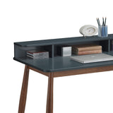 English Elm Roskilde Mid-Century Modern Wood Writing Desk With Hutch, Grey