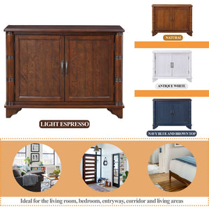 English Elm 40" Retro Console Table with Dual Cabinet Storage Pine Frame Entryway Foyer Light Espresso W1202P146346
