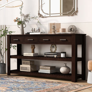 Hearth and Haven U_Style Stylish Entryway Console Table with 4 Drawers and 2 Shelves, Suitable For Entryways, Living Rooms. WF319384AAD