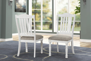 English Elm Ebret Farmhouse Two-Tone Distressed Wood Dining Chairs, Set Of 2, Brown and White