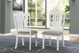 English Elm Ebret Farmhouse Two-Tone Distressed Wood Dining Chairs, Set Of 2, Brown and White