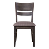 English Elm Almeta Solid Wood Slat Back Upholstered Dining Chairs, Set Of 2 -Dark Umber Brown Finish