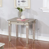 English Elm Barent Contemporary Wood End Table With Mirrored Legs, Champagne