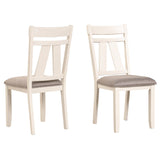 English Elm Fasena Off White Solid Wood Slat Back Upholstered Dining Chairs, Set Of 2