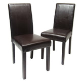 English Elm Urban Style Solid Wood Leatherette Padded Parson Chair, Brown, Set Of 2