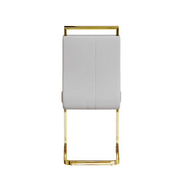 English Elm Modern Dining Chairs Set Of 2 - Pu Faux Leather High Back Side Chairs With Gold Legs For Style W2189133306