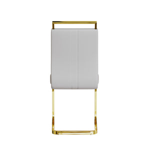 English Elm Modern Dining Chairs Set Of 4 - Elegant Pu Faux Leather High Back With Gold-Plated Metal Legs W2189133302