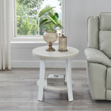 Anze Round Wood End Table, White Finish - Stylish & Durable Shelf, 23x23x23 in.