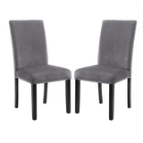 English Elm Cobre Contemporary Velvet Dining Chair With Nailhead Trim, Set Of 2, Gray