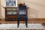 Set of 2 Urban Style Leatherette Parson Chairs, Black, Solid Wood Legs