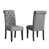 English Elm Leviton Solid Wood Tufted Asons Dining Chair, Set Of 2, Grey