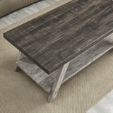 English Elm Athens Contemporary Two-Tone Wood Shelf Coffee Table In Weathered Walnut and Gray