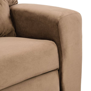 English Elm Kids Velvet Recliner Chair with Dual Cup Holders, Ergonomic Toddler Sofa, Durable 150lb Capacity, Brown W2297P164709