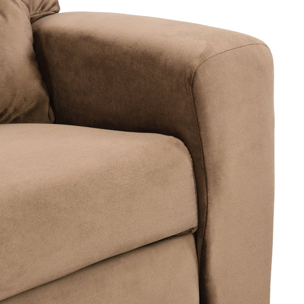 English Elm Kids Velvet Recliner Chair with Dual Cup Holders, Ergonomic Toddler Sofa, Durable 150lb Capacity, Brown W2297P164709