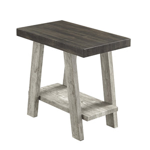 English Elm Athens Contemporary Two-Tone Wood Shelf Side Table In Weathered Walnut and Gray