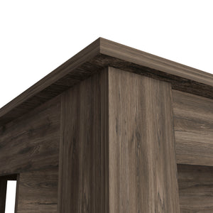 English Elm DEPOT Delos Kitchen Island with Spacious Leg Room, Wide Top Surface, Three Shelves Dark Brown, Easy Assembly B097132965
