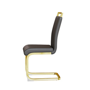 English Elm Modern High Back Pu Leather Dining Chairs Set of 4 with Chrome C Legs Cushioned W2189S00819